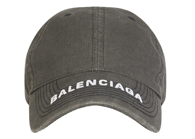 Balenciaga Denim Logo Baseball Velcro Tab Cap Black/White