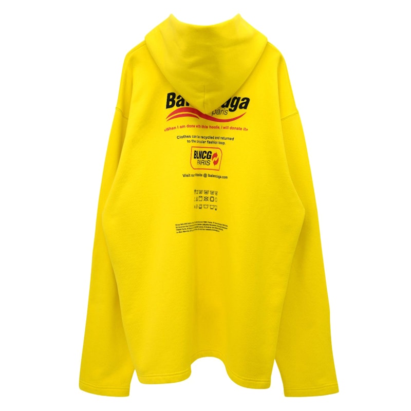 Balenciaga Dry Cleaning Logo No Rib Hoodie Yellow