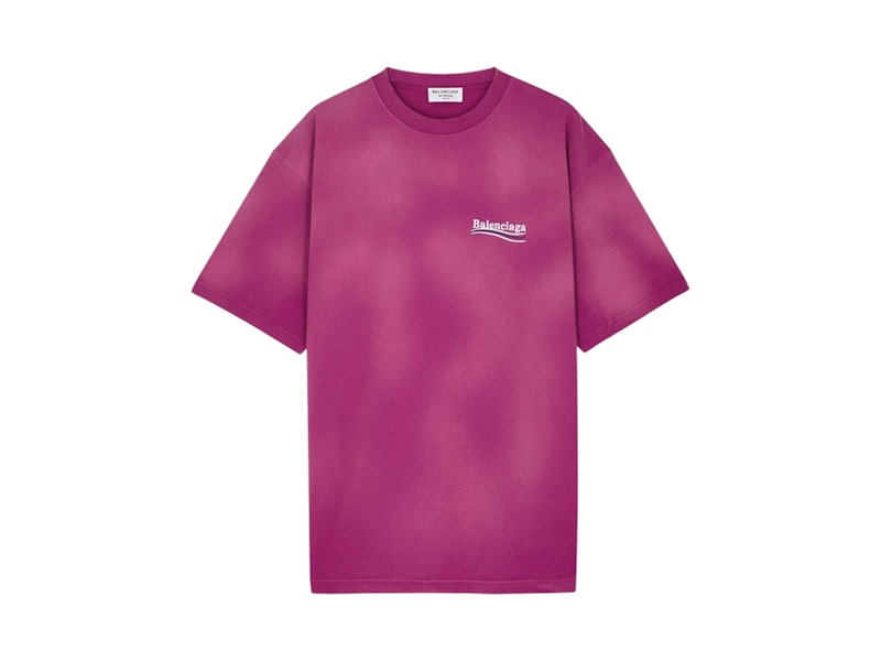 Balenciaga Embroidered Dyed Political Campaign Logo T-shirt Washed Pink
