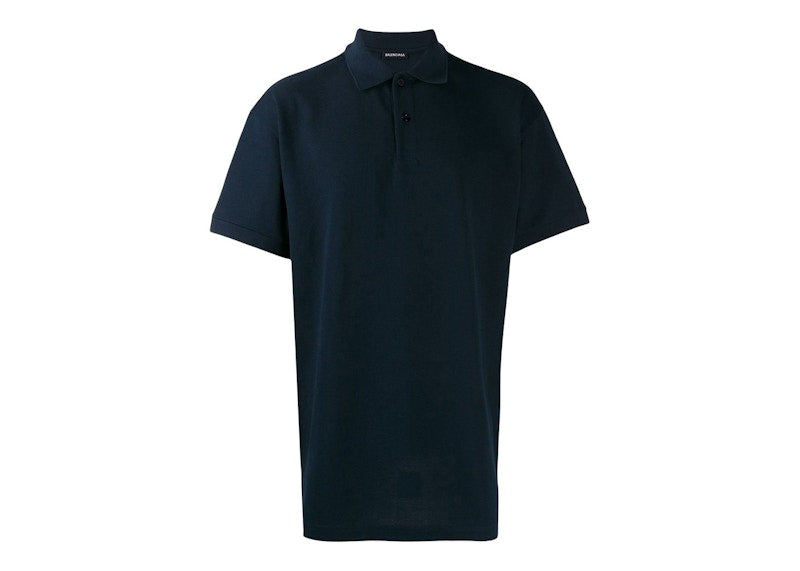 Balenciaga Est. 1917 Logo Print Polo Shirt Navy/White