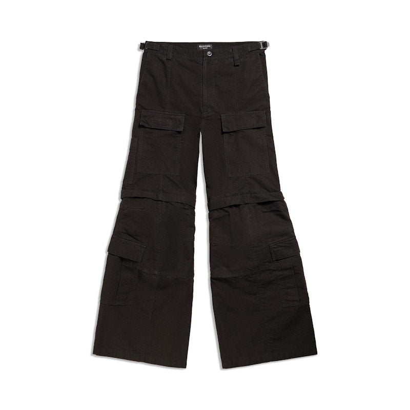 Balenciaga Flared Cargo Trousers in Black Black