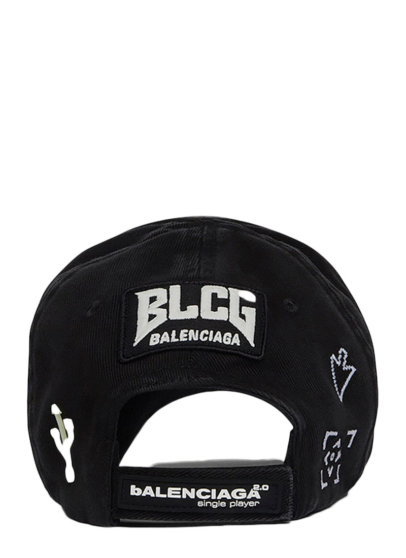 Balenciaga Gamer Embroidered Hat Black
