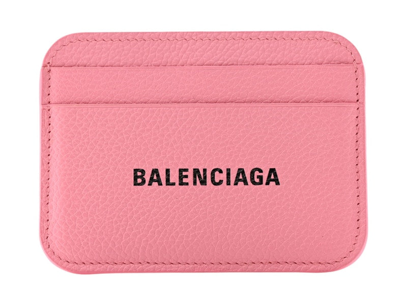 Balenciaga Grained Calfskin Logo Cash Rounded Card Holder Light Pink/Black