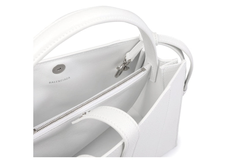 Balenciaga Hourglass East-West Tote Bag Small White