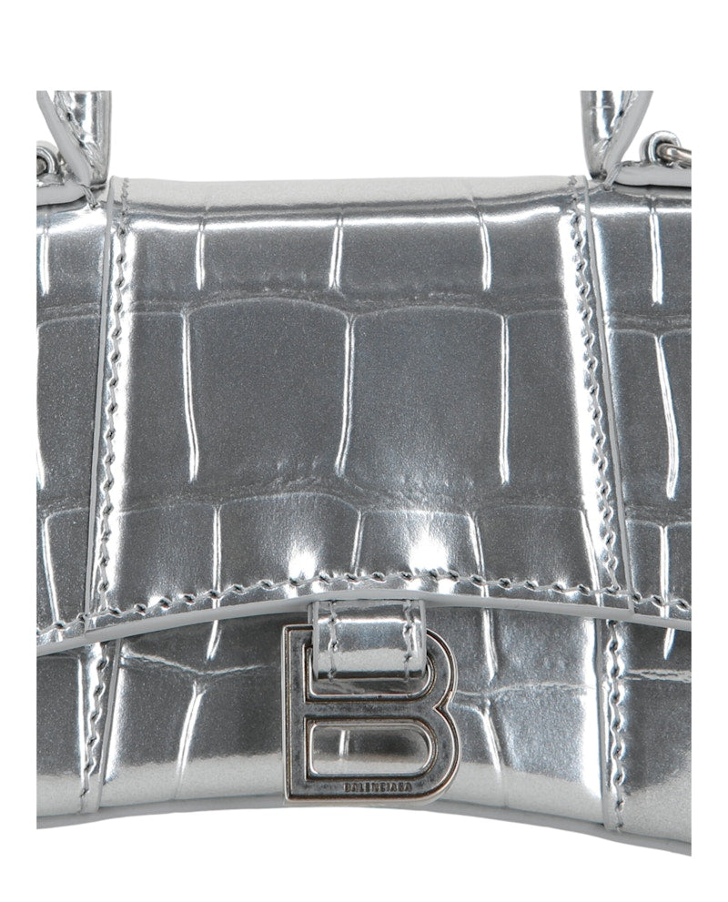 Balenciaga Hourglass Mini Bag With Chain Silver