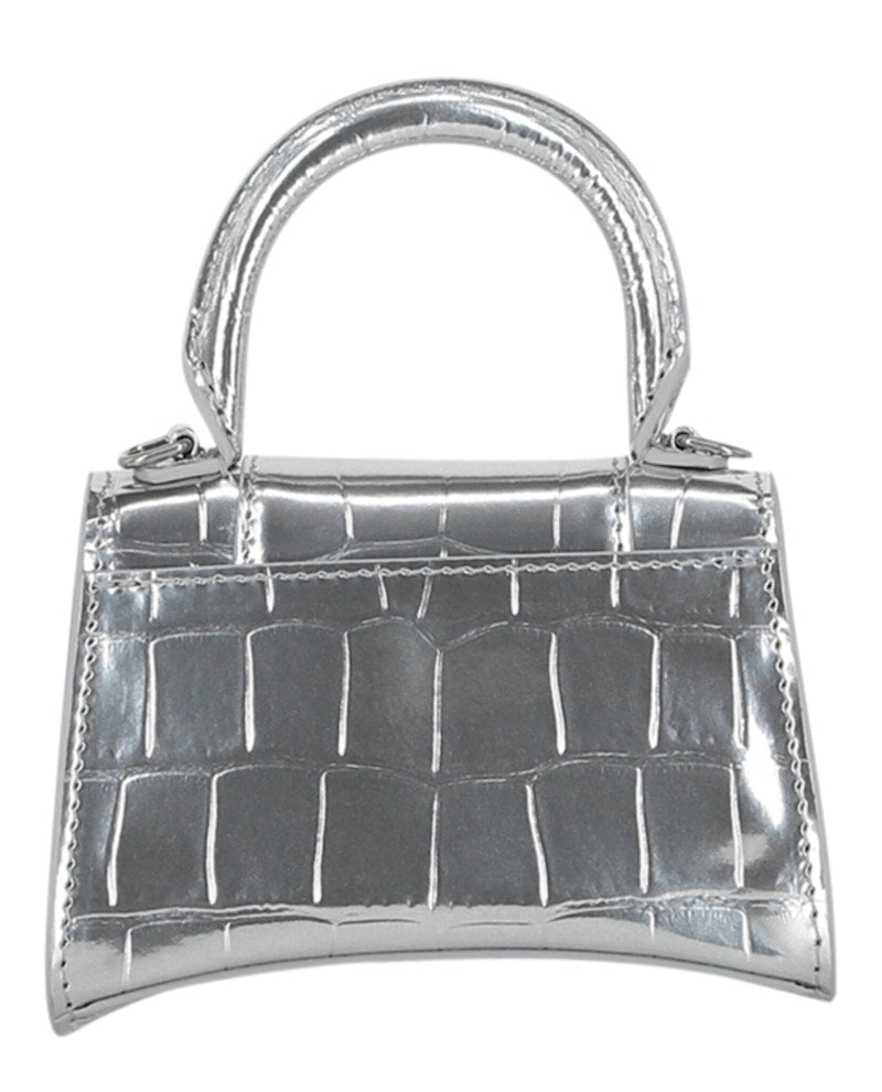 Balenciaga Hourglass Mini Bag With Chain Silver
