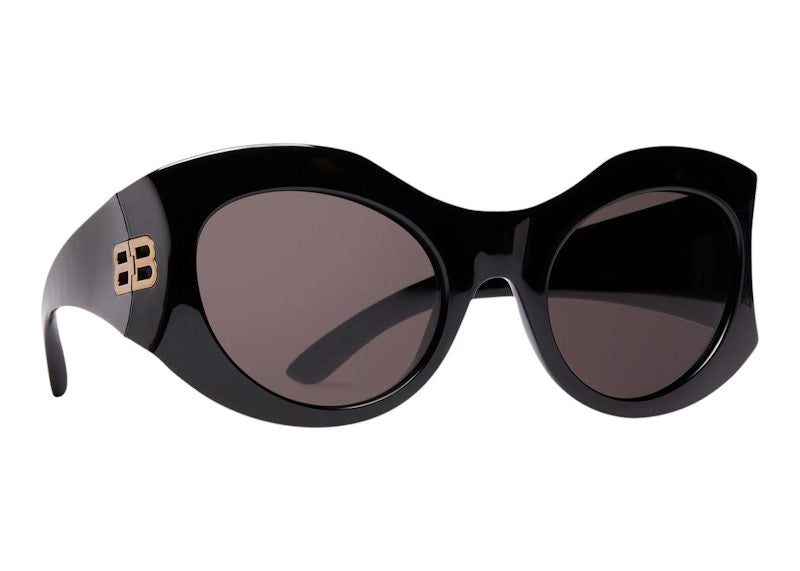 Balenciaga Hourglass Round Sunglasses Black