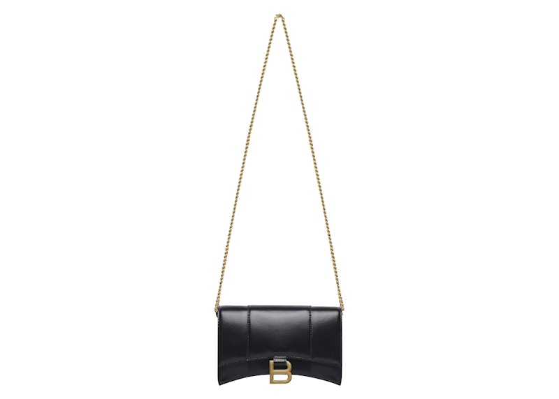Balenciaga Hourglass Wallet On Chain Black