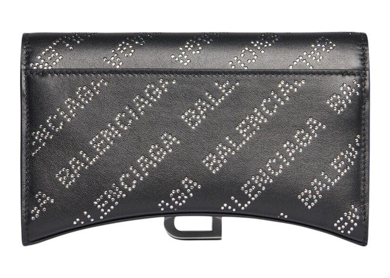 Balenciaga Hourglass Wallet On Chain With Rhinestones Black