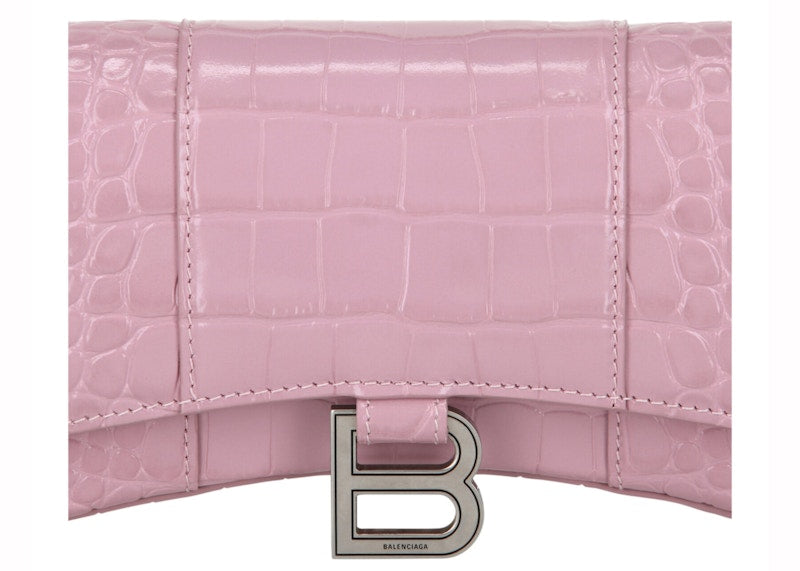 Balenciaga Hourglass Wallet With Chain Pink