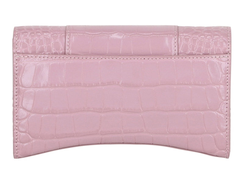 Balenciaga Hourglass Wallet With Chain Pink