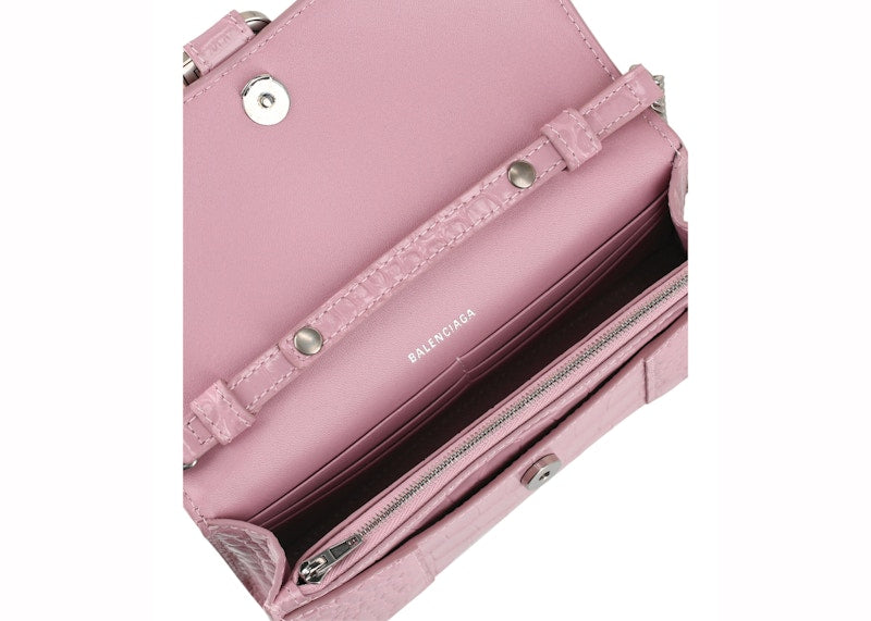 Balenciaga Hourglass Wallet With Chain Pink