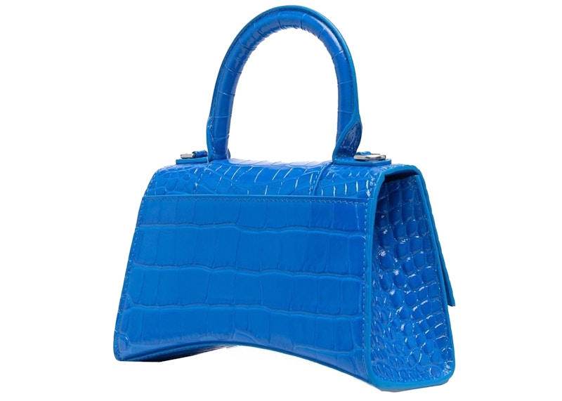 Balenciaga Hourglass XS Embossed Tote Bag Royal Blue