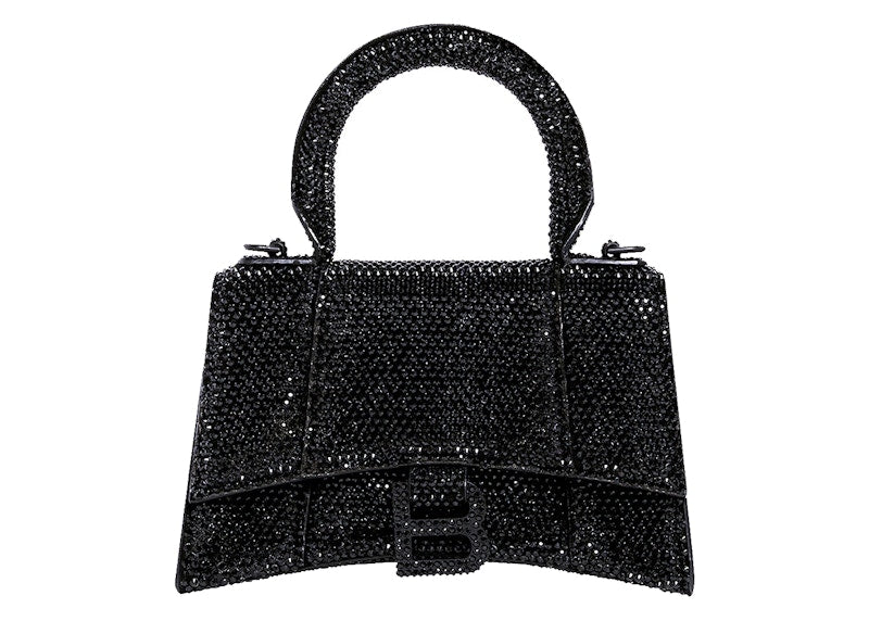Balenciaga Hourglass XS Hangbag With Rhinestones Black