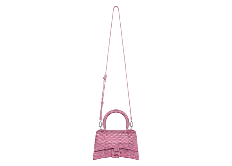 Balenciaga Hourglass XS Hangbag With Rhinestones Pink