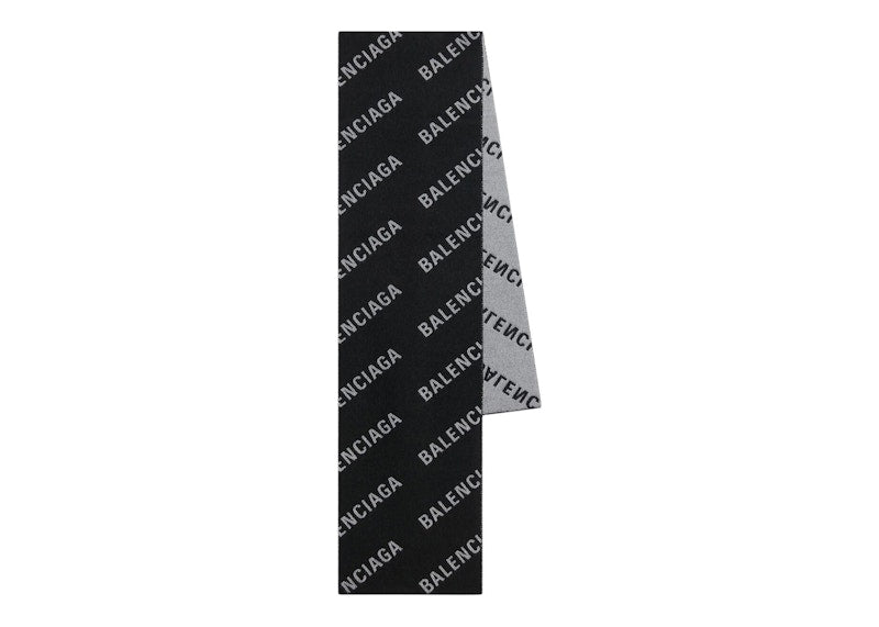 Balenciaga Jacquard Allover Logo Macro Scarf Black/White