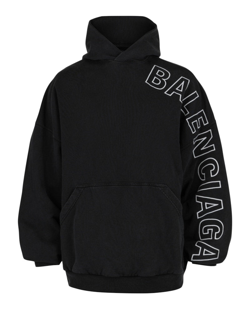 Balenciaga Large Fit Hoodie Washed Black/White