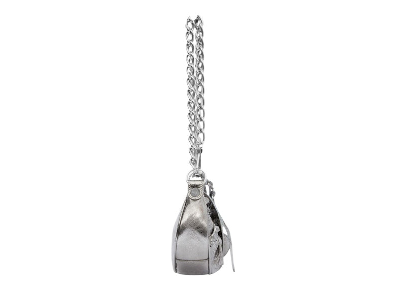 Balenciaga Le Cagole Shoulder Bag XS With Chain Metallized Silver