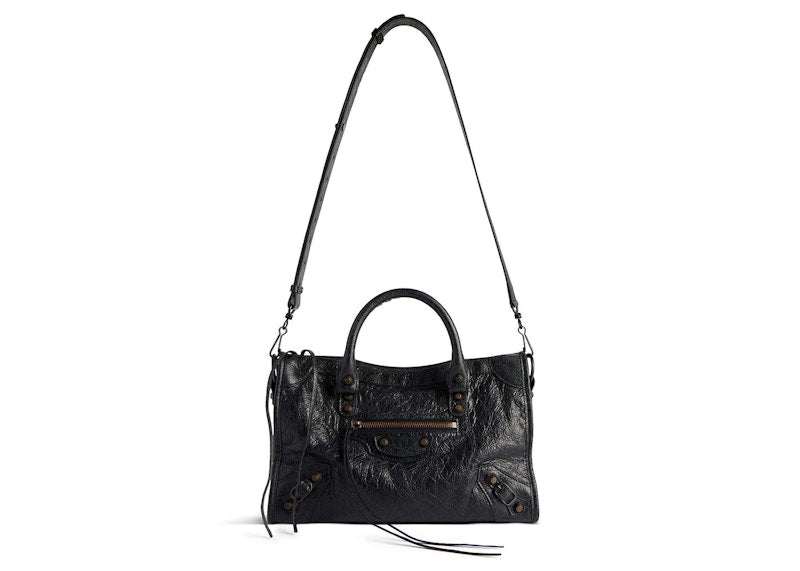 Balenciaga Le City Small Bag In Black Arena Storico Lambskin Brass Hardware Black (8114422ABEK1000)