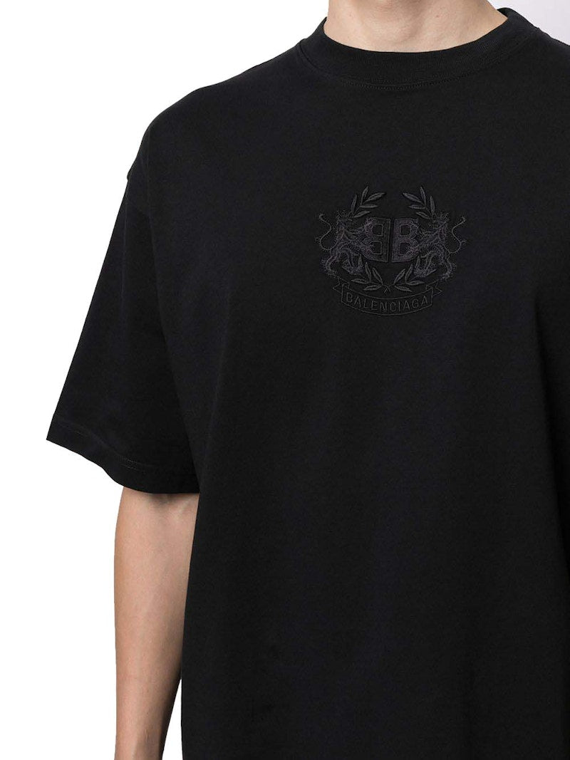Balenciaga Lion's Laurel Logo T-shirt Black