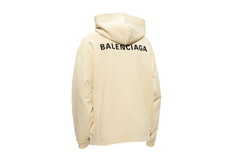 Balenciaga Logo Oversize Hooded Sweatshirt Cream/Black