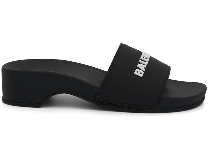 Balenciaga Logo Pool Clog Slide Black White (Women's)