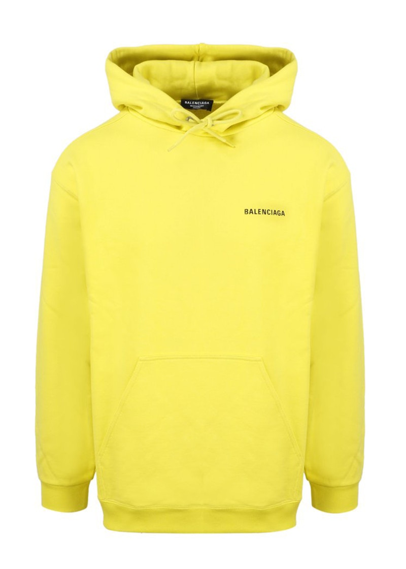 Balenciaga Logo Print Hoodie Yellow
