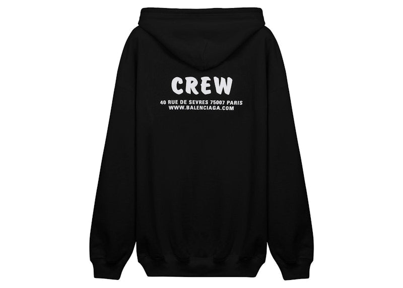 Balenciaga Logo-Print Oversize Hoodie Black