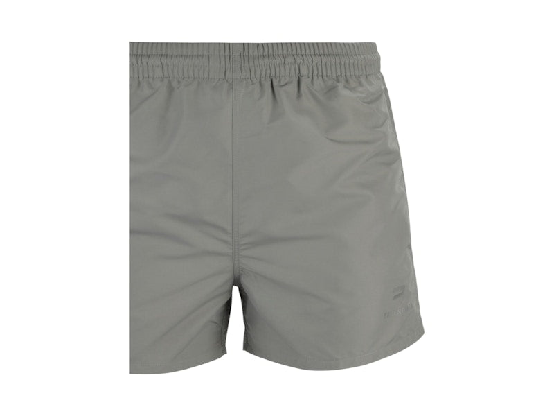 Balenciaga Logo Printed Swim Shorts Grey