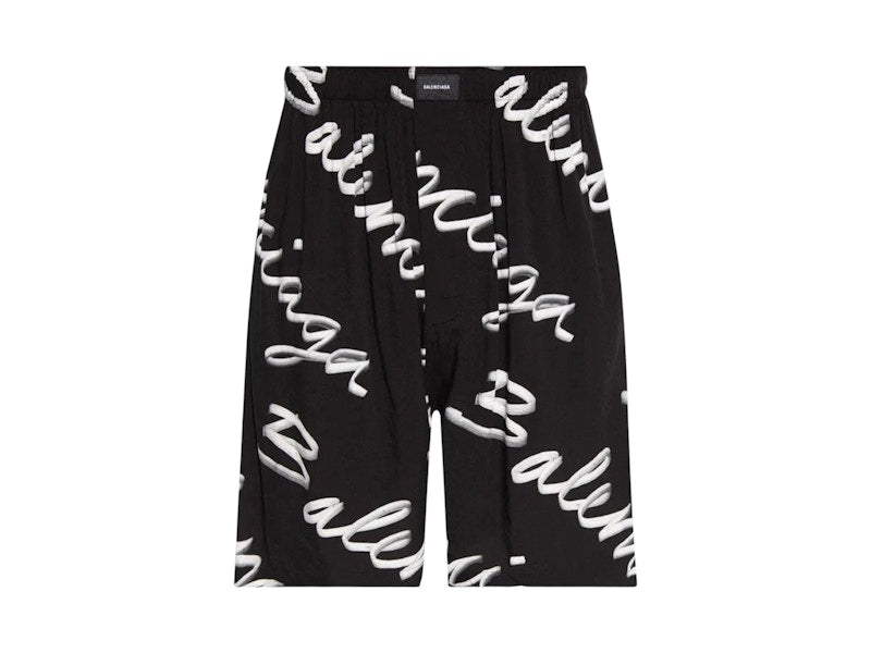 Balenciaga Logo Pyjama Shorts Black/White