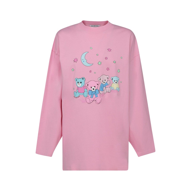 Balenciaga Love Bear Womens Oversized L/S T-Shirt Pink