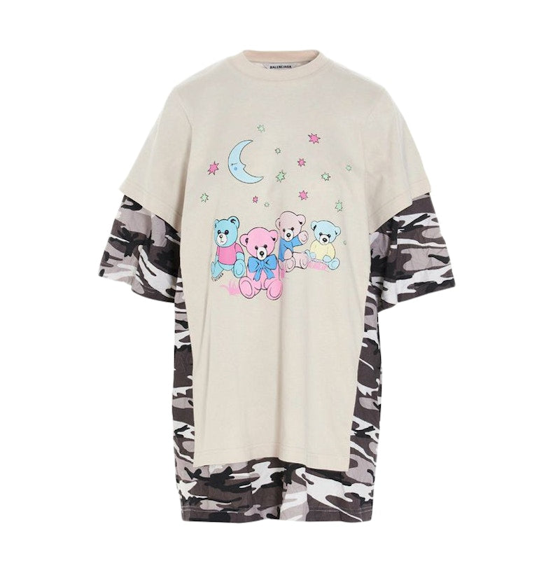 Balenciaga Love Bear Womens Oversized T-Shirt Camo