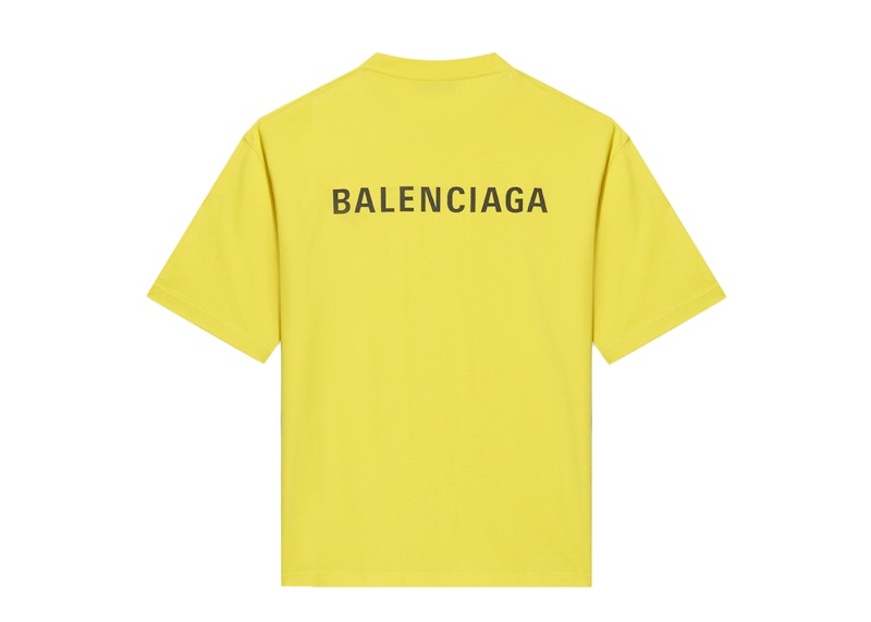 Balenciaga Medium Fit Vintage Logo Print T-Shirt Yellow