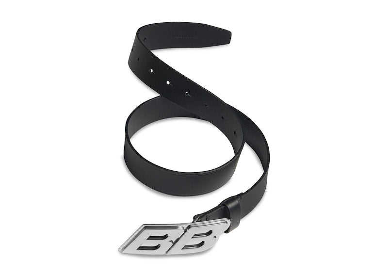 Balenciaga Men's Moto Logo Belt Black