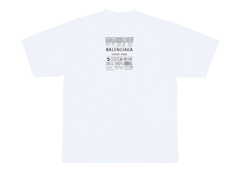 Balenciaga Men's Care Label Medium Fit T-Shirt White/Black