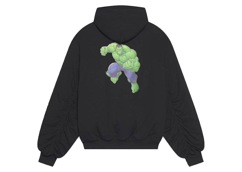 Balenciaga Mens Hulk 2021 MARVEL Padded Bomber Hoodie Black