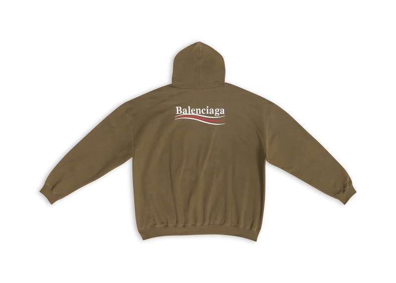 Balenciaga Men's Political Campaign Large Fit Hoodie Kaki