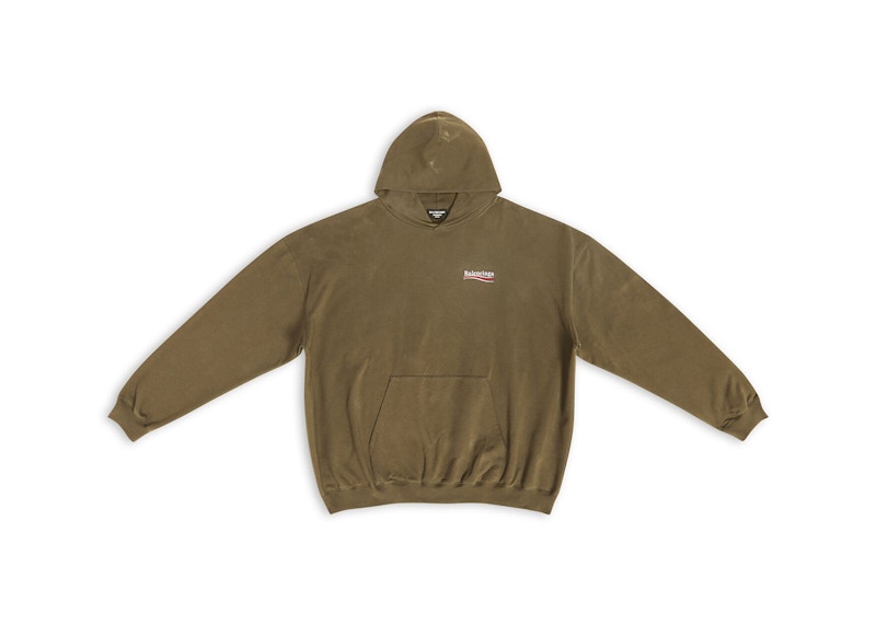 Balenciaga Men's Political Campaign Large Fit Hoodie Kaki