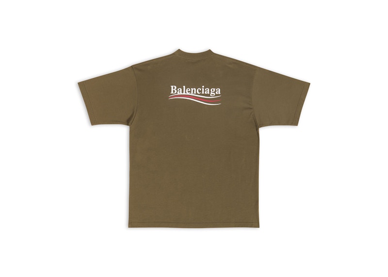 Balenciaga Men's Political Campaign Large Fit T-shirt Kaki