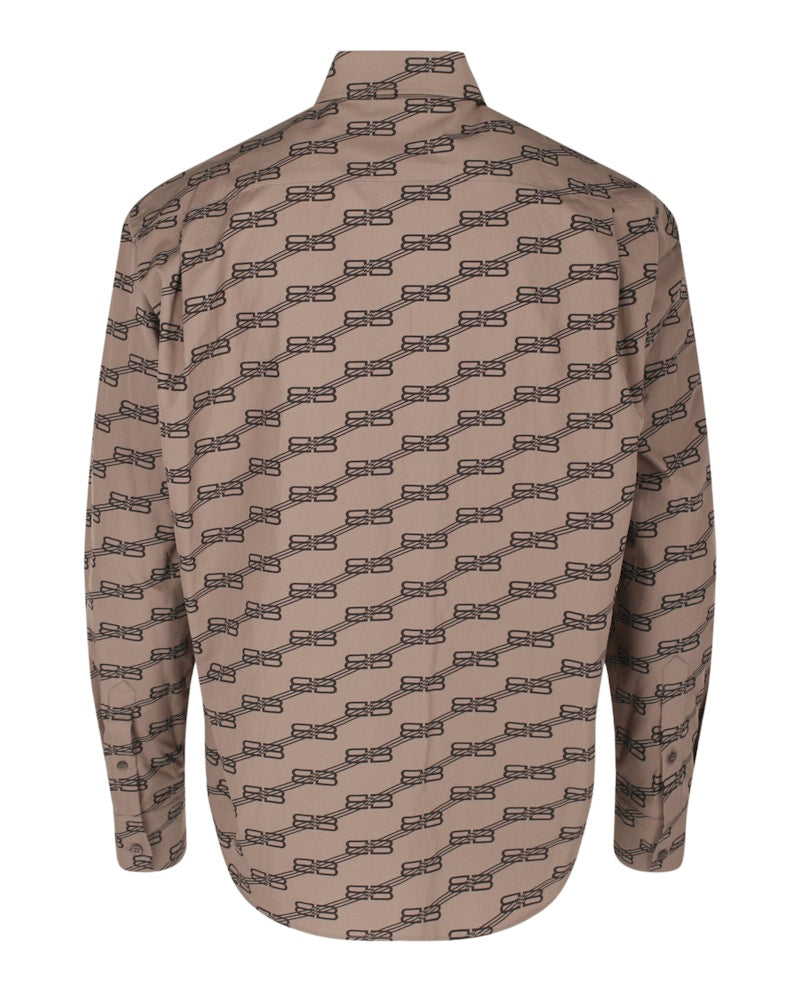 Balenciaga Monogram Long Sleeve Shirt Beige