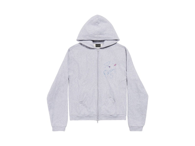 Balenciaga Music Britney Spears Series Zip-Up Hoodie Regular Fit Light Grey/Pink