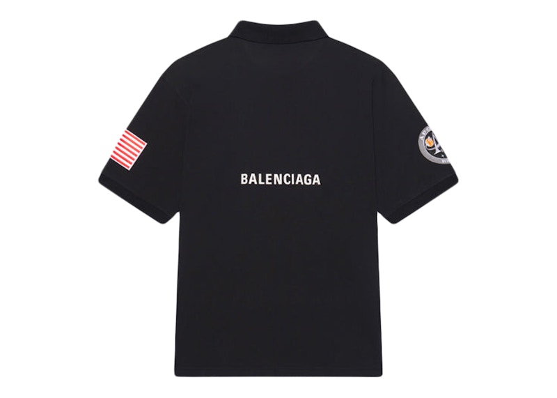 Balenciaga NASA Space Multi-Patch Polo Black