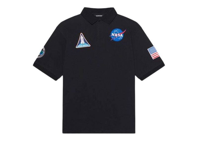 Balenciaga NASA Space Multi-Patch Polo Black