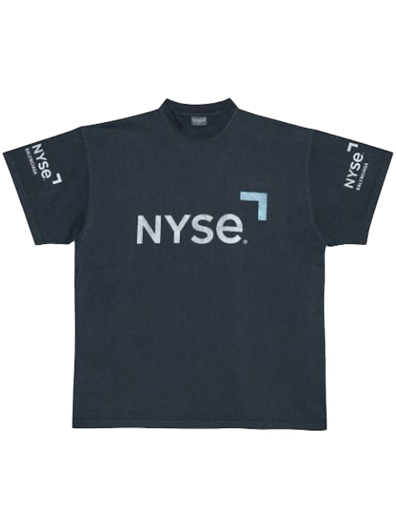 Balenciaga Nyse-Print Drop-Shoulder T-shirt Black