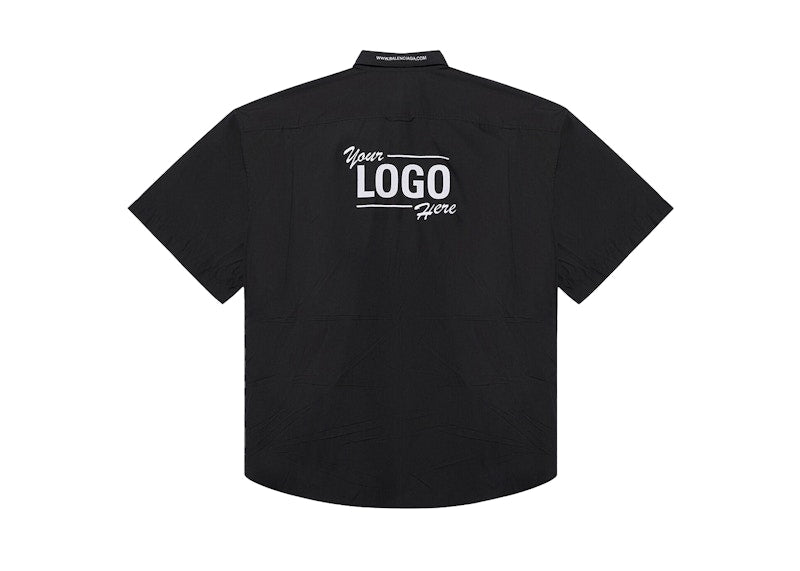 Balenciaga One Size Your Logo Here Short Sleeve Shirt Black