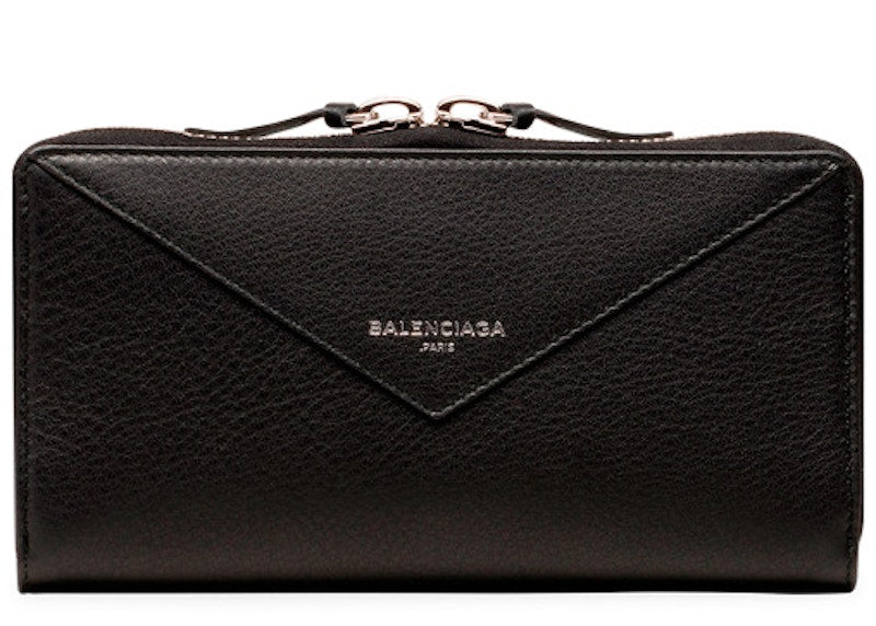 Balenciaga Papier Continental Zip Around Silver-tone Black