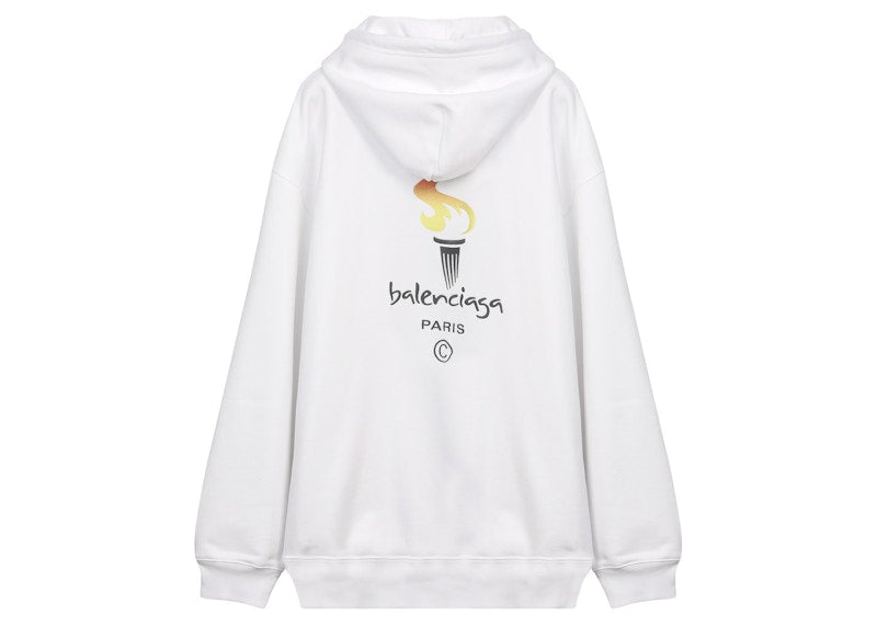 Balenciaga Paris Olympics Embroidery Hoodie White
