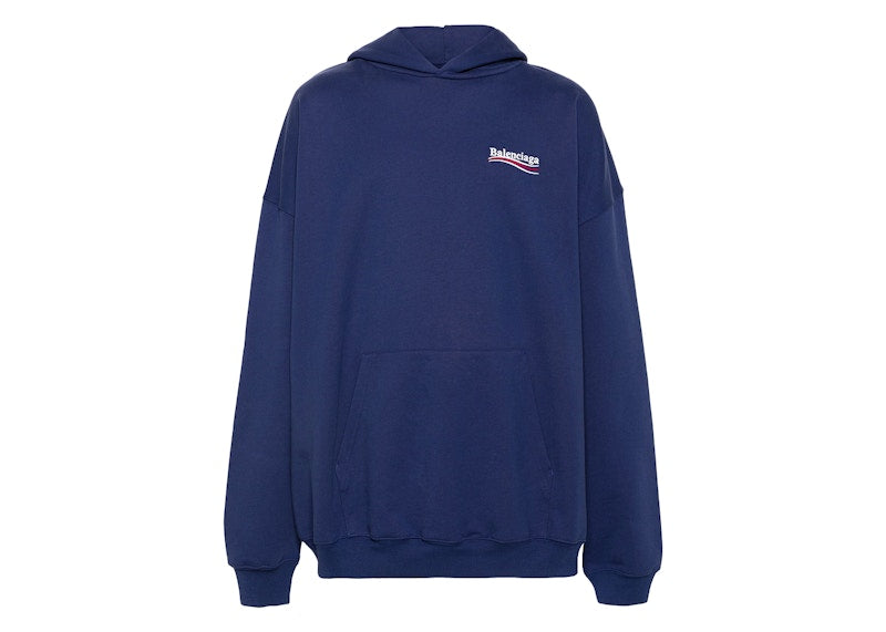 Balenciaga Political Campaign Large Fit Hoodie Pacific Blue/White