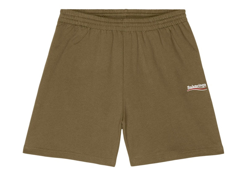 Balenciaga Political Campaign Large Fit Sweat Shorts Khaki/White/Red