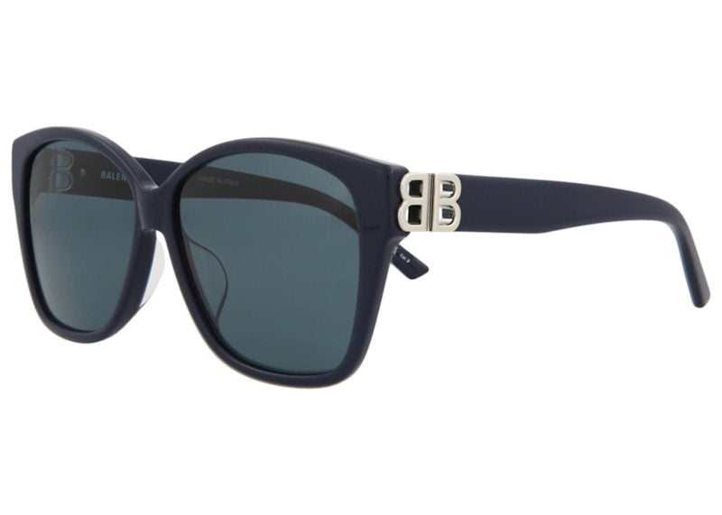 Balenciaga Rectangle-Frame Acetate Sunglasses Blue/Silver (BB0135SA-30009996-004)